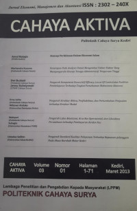 Cahaya Aktiva: Jurnal Ekonomi, Manajemen, dan Akuntansi Vol.03 No.01 Hal. 1-71 Maret 2013